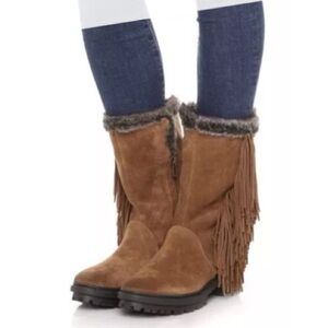 - 🦚Sam Edelman Tilden Suede Faux Fur Snake Skin Fringe Boot